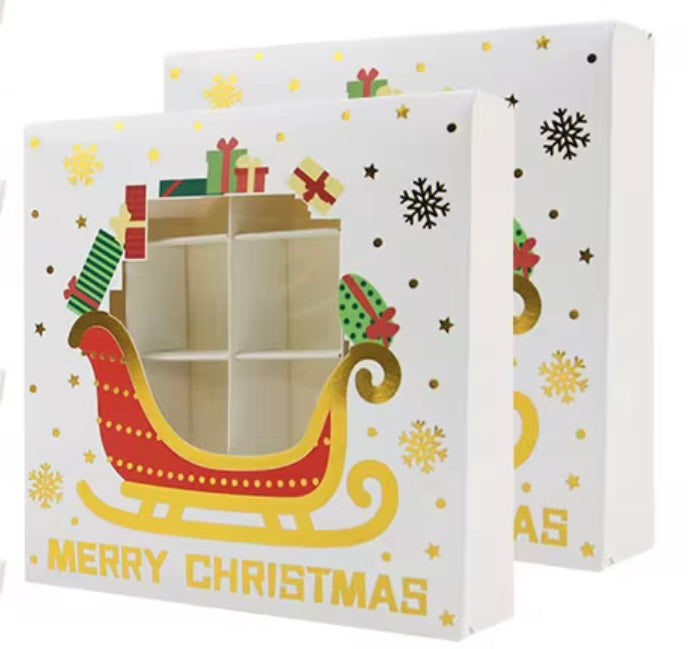 Empty pick and mix box White Box Christmas Santa Sleigh Window 15x15x3.5cm