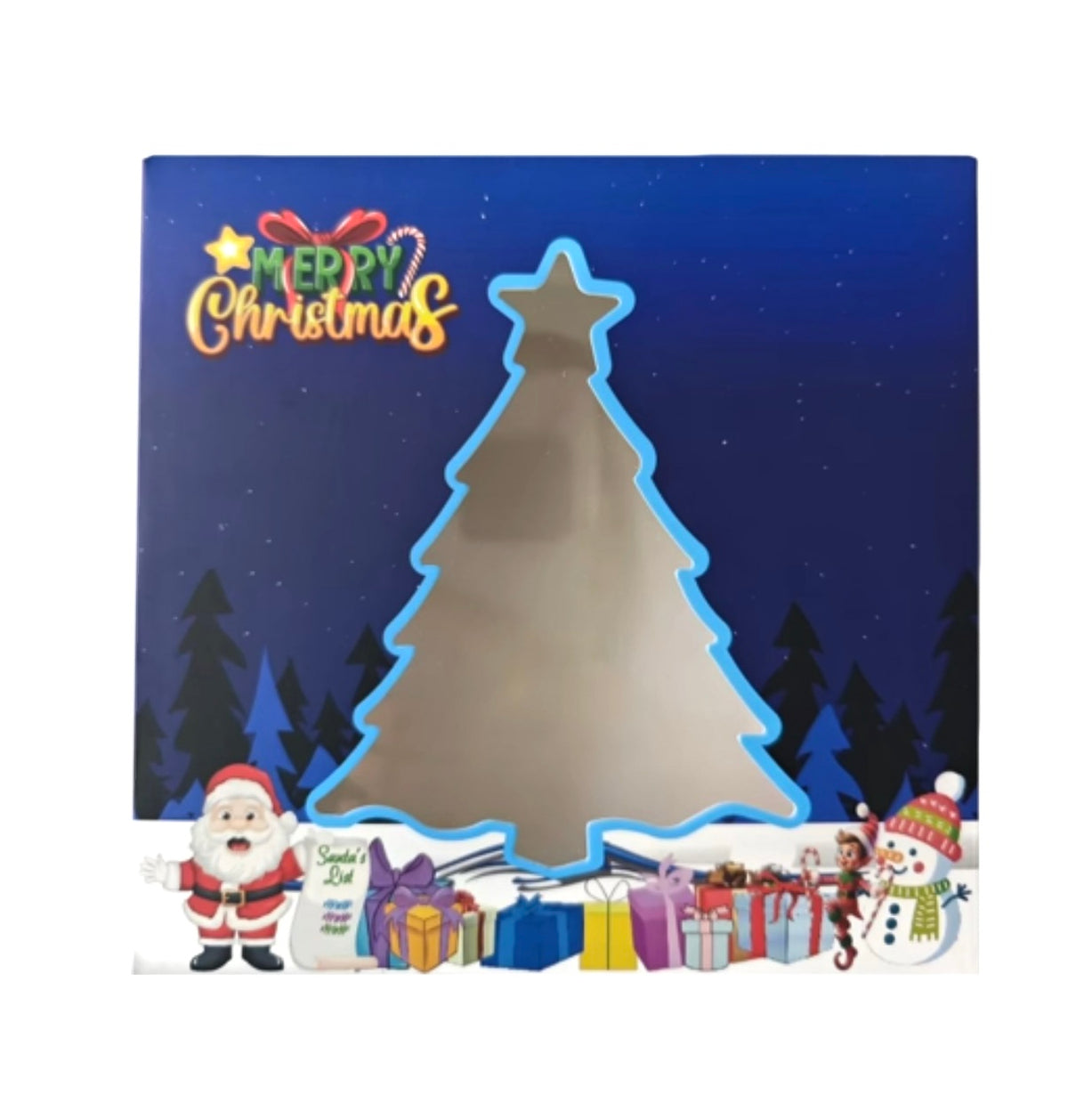 Empty pick and mix box Blue Christmas Tree Box 15x15x3.5cm