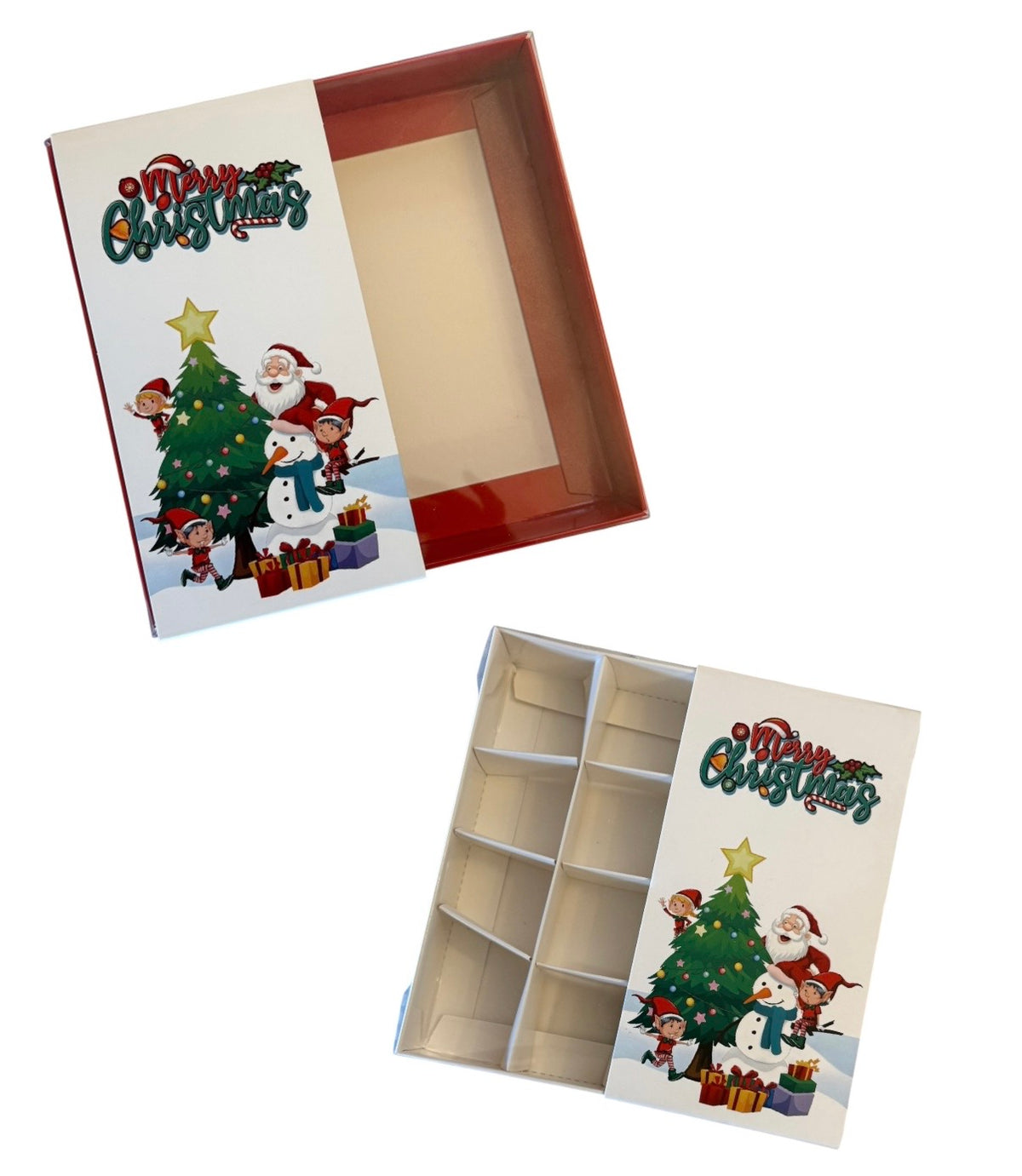 Empty pick and mix box 15x15x3.5cm- Clear Lid Christmas Theme