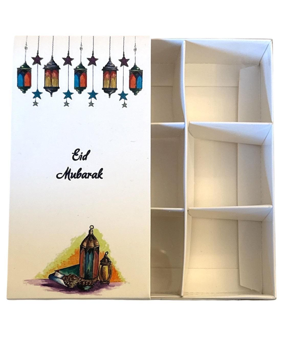 Clear Lid Box Eid Design with Band - white box