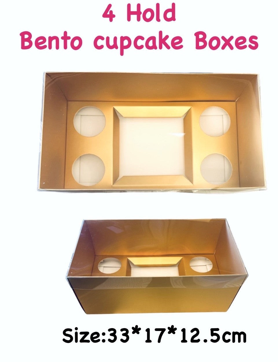 Bento Cupcake Box 4 Hold -Gold