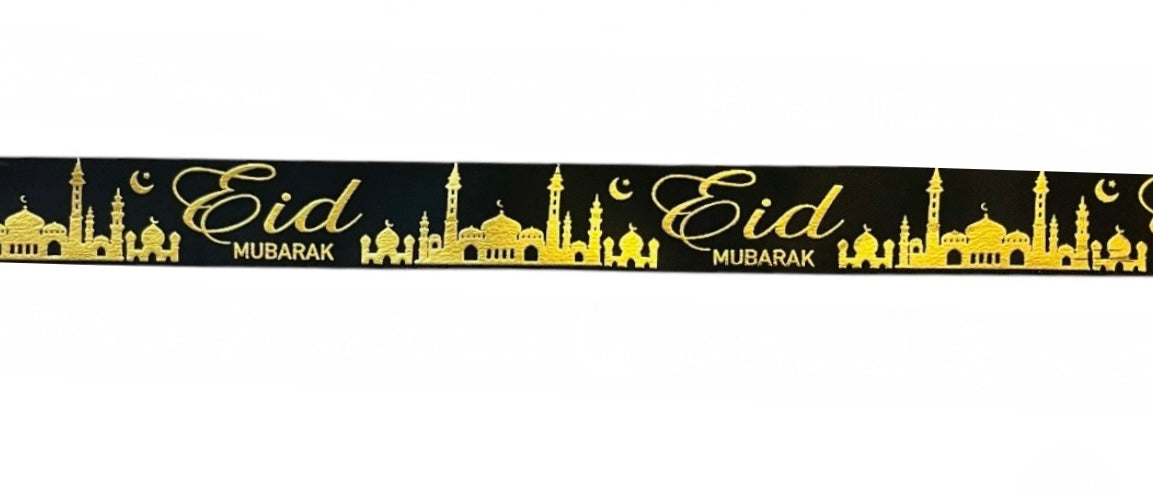 Eid  Mubarak Ribbon Gold Foil Print