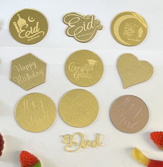 Acrylic Cupcake Topper Assorted