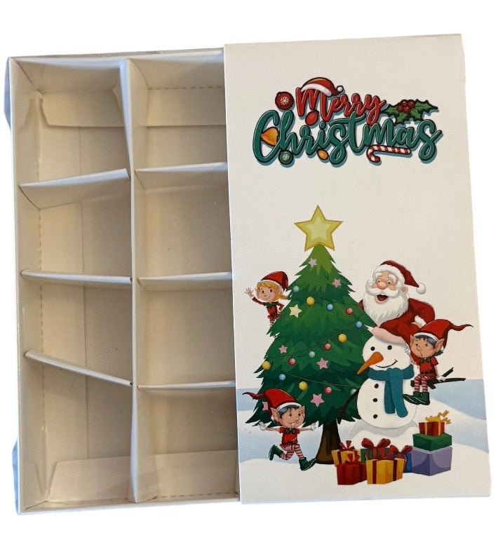 Empty pick and mix box  15x15x3.5cm- Clear Lid Christmas Theme