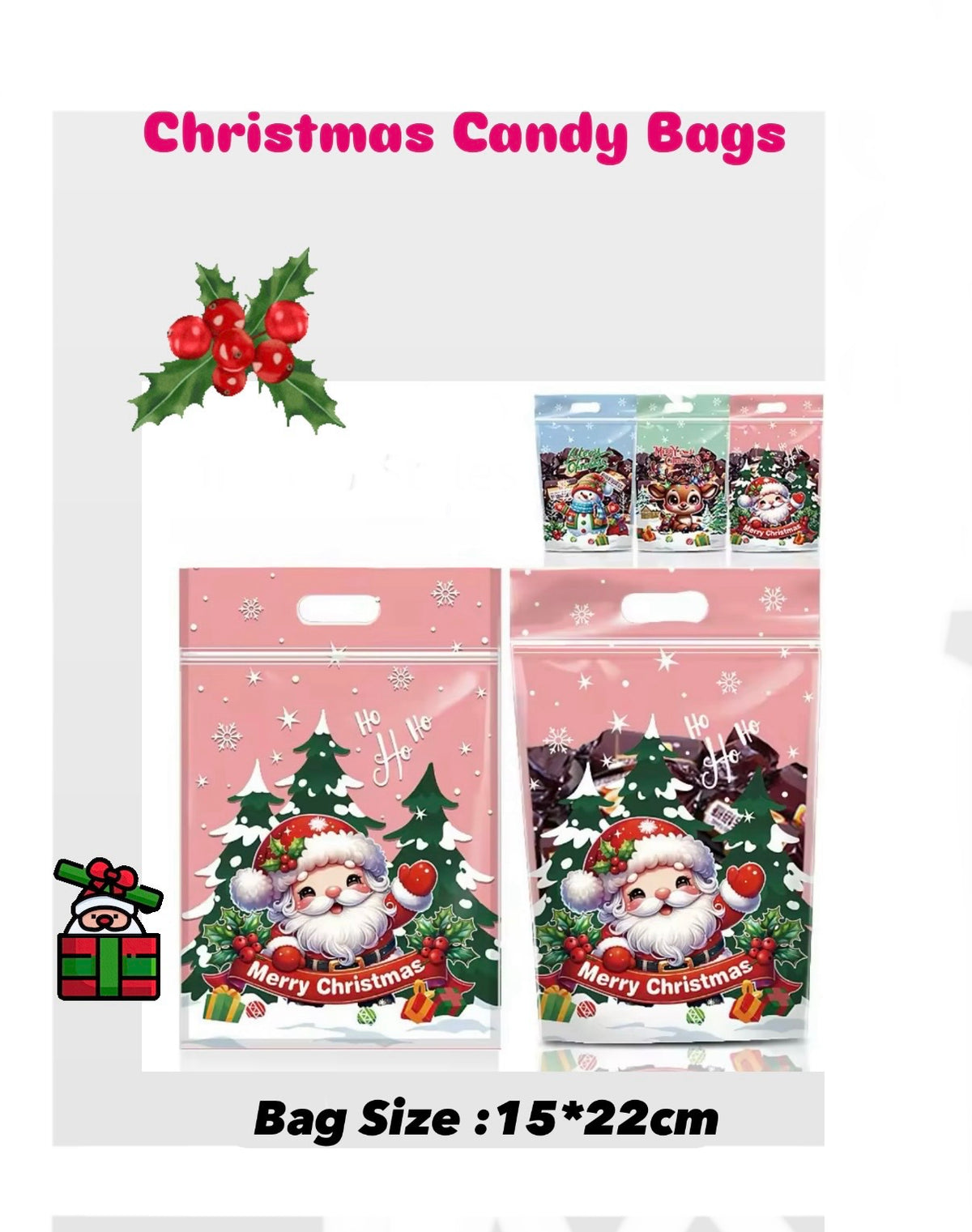 Resealable Foil Pouch 15*22 cm xmas